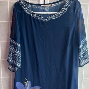 Soft Surroundings Navy and White Tunic